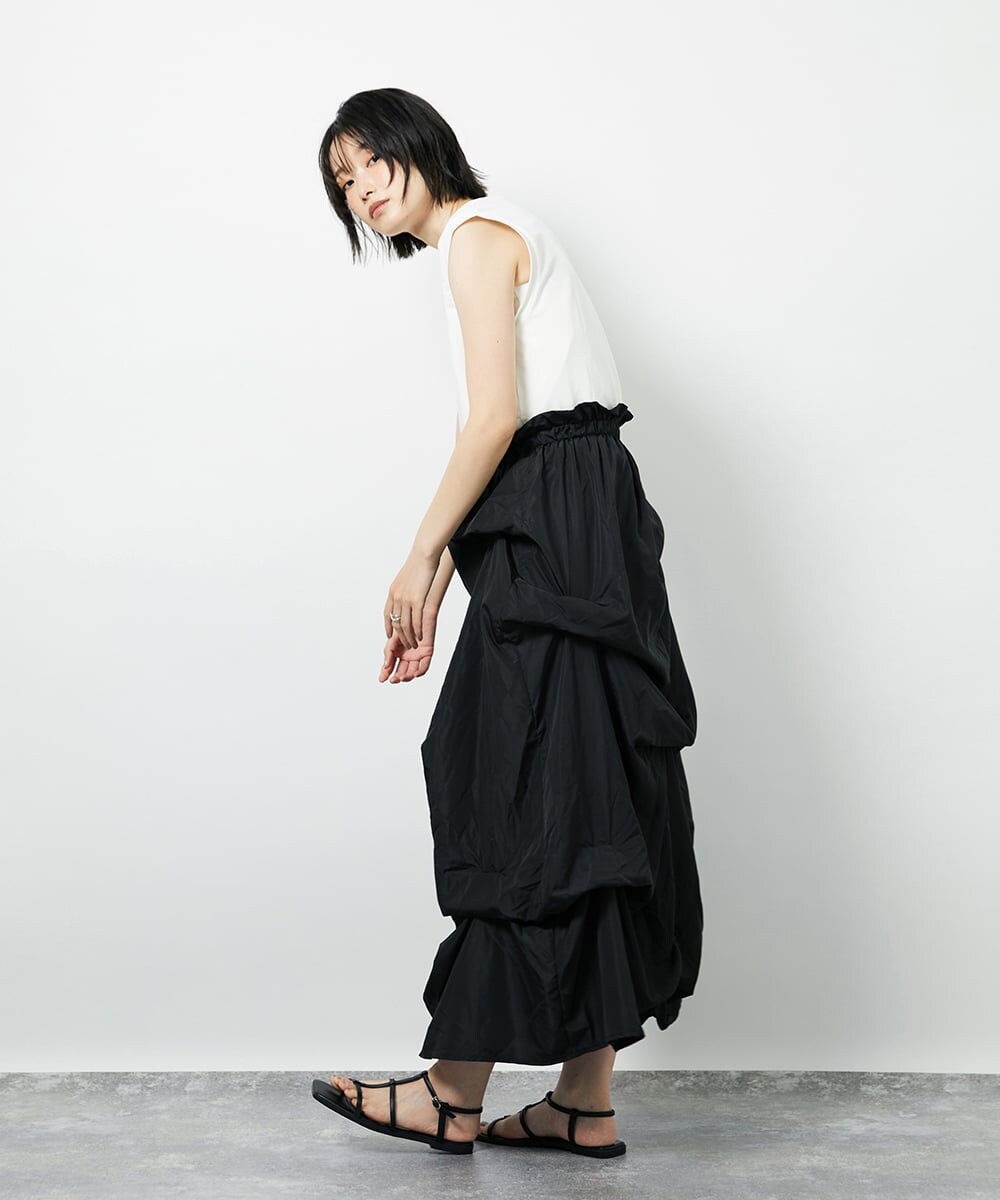 CTEID03081 TONEA タックデザイン ドッキングワンピース ブラック