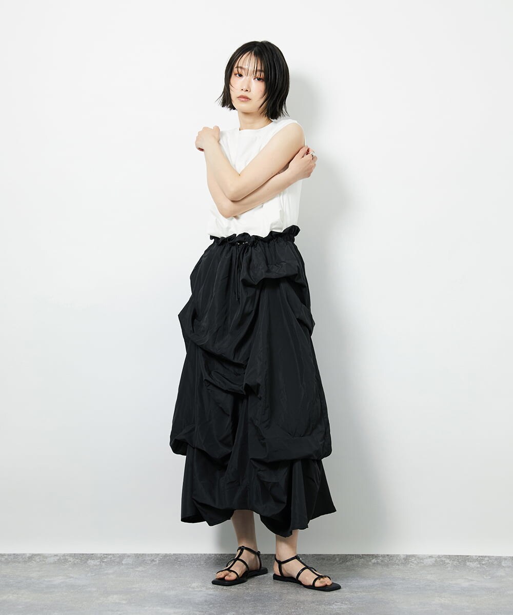 CTEID03081 TONEA タックデザイン ドッキングワンピース ブラック