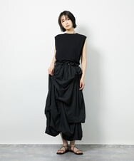 CTEID03081 TONEA タックデザイン ドッキングワンピース ブラック