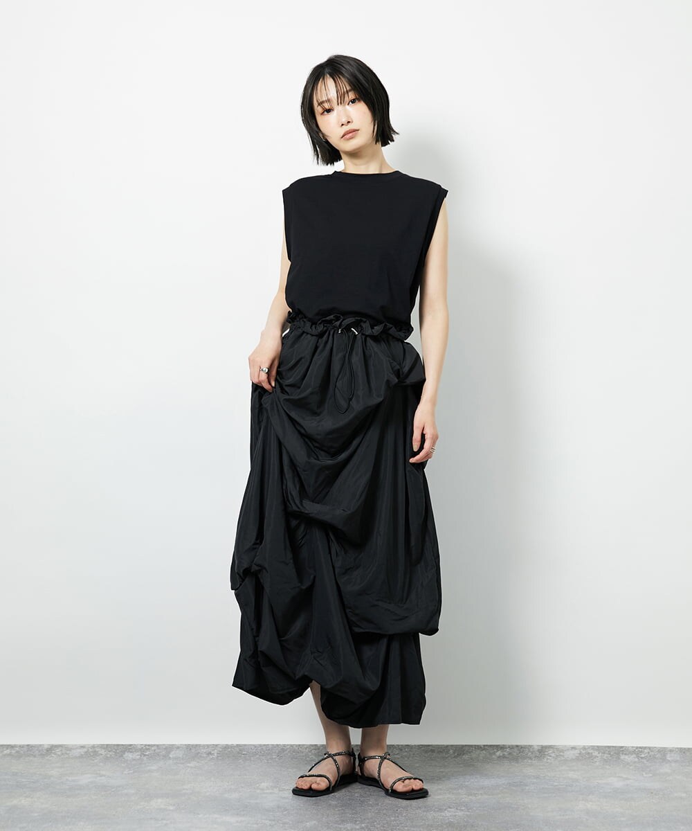 CTEID03081 TONEA タックデザイン ドッキングワンピース ブラック