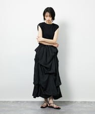 CTEID03081 TONEA タックデザイン ドッキングワンピース ブラック