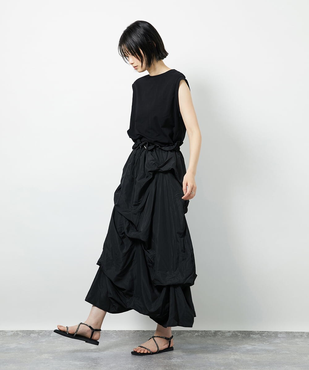 CTEID03081 TONEA タックデザイン ドッキングワンピース ブラック