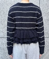 CTFAG01067 TONEA(トネア) 裾フリル ボーダーニットカーディガン アイボリー