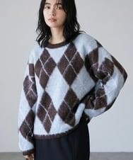 CTFAG02063 TONEA(トネア) アーガイル クルーネックニット ライトブルー