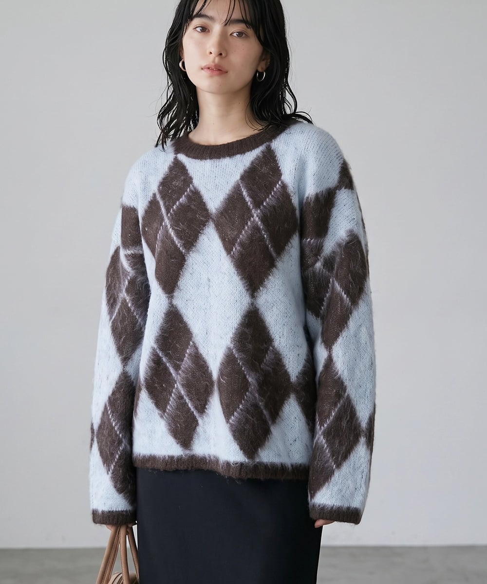 CTFAG02063 TONEA(トネア) アーガイル クルーネックニット グレー