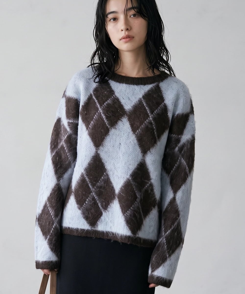 CTFAG02063 TONEA(トネア) アーガイル クルーネックニット グレー