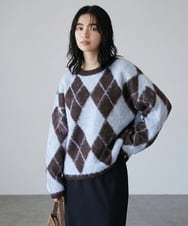 CTFAG02063 TONEA(トネア) アーガイル クルーネックニット グレー