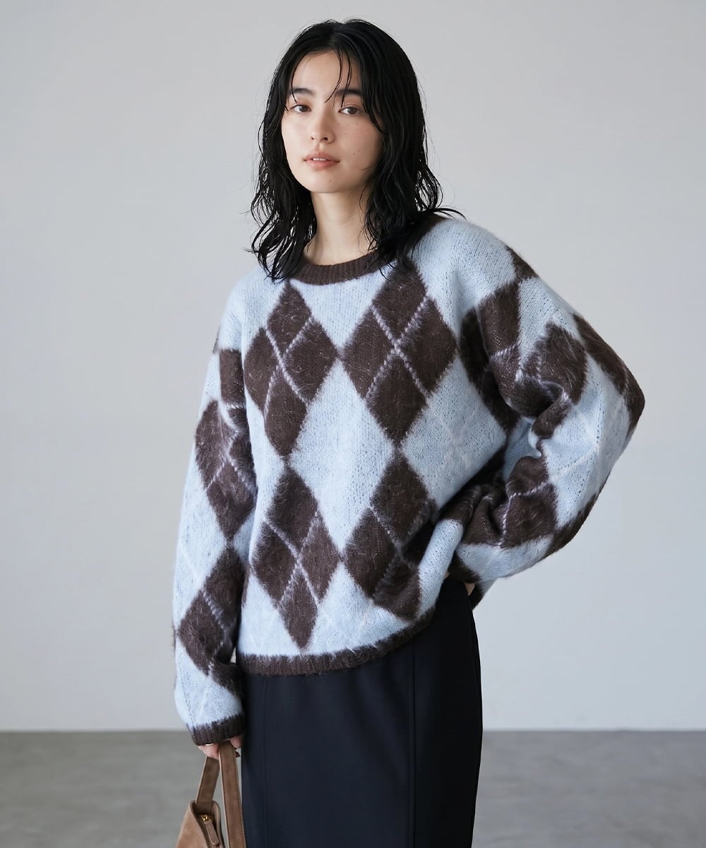 CTFAG02063 TONEA(トネア) アーガイル クルーネックニット グレー
