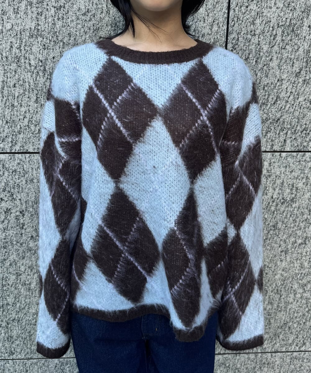 CTFAG02063 TONEA(トネア) アーガイル クルーネックニット グレー