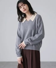 CTFAG03061 TONEA(トネア) 配色Vネックニット プルオーバー グレー