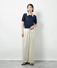 CTFID01043 TONEA 襟レイヤードポロニット ネイビー