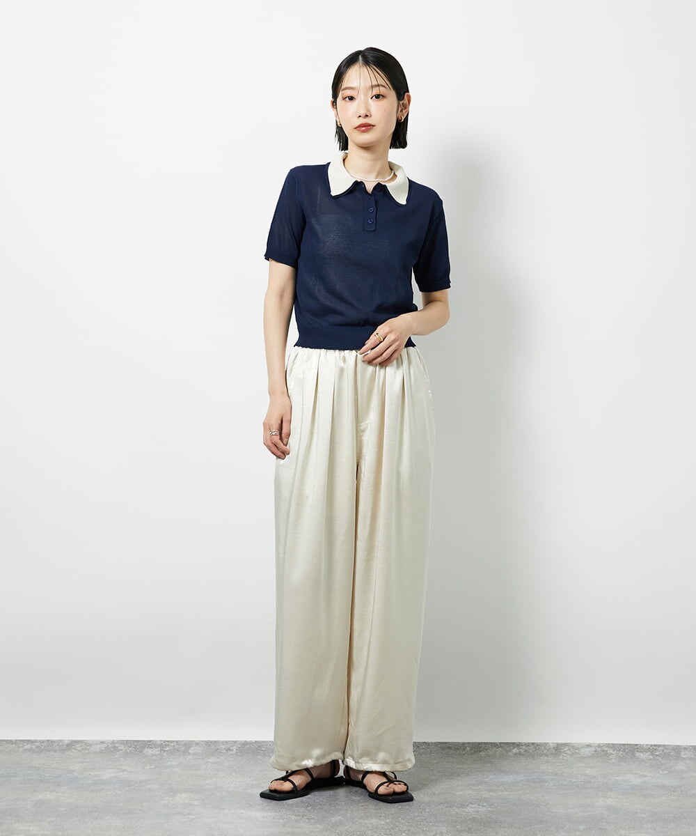 CTFID01043 TONEA 襟レイヤードポロニット ネイビー