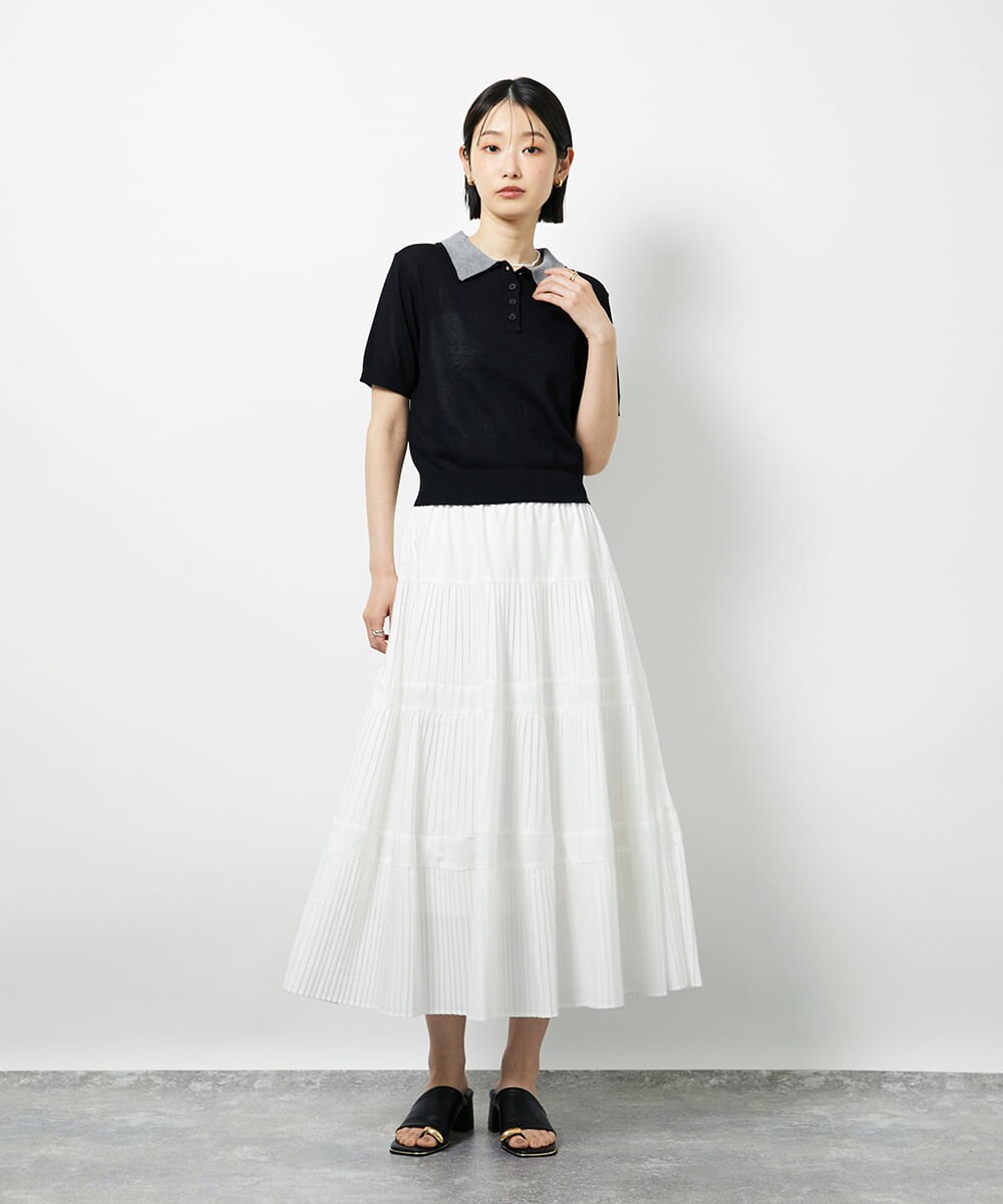 CTFID01043 TONEA 襟レイヤードポロニット ネイビー