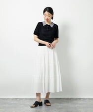 CTFID01043 TONEA 襟レイヤードポロニット ネイビー