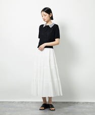 CTFID01043 TONEA 襟レイヤードポロニット ネイビー