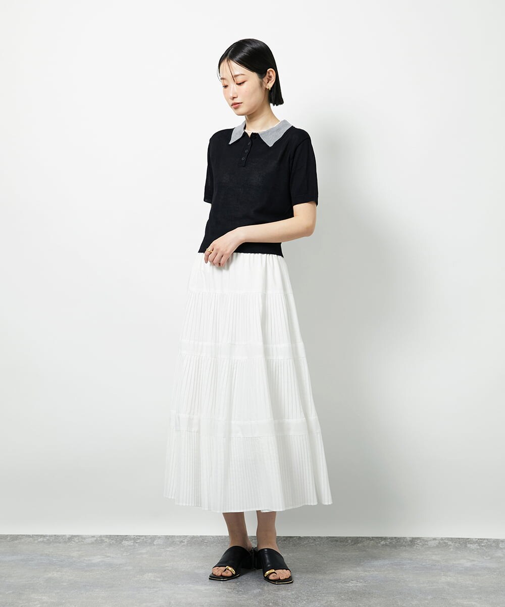CTFID01043 TONEA 襟レイヤードポロニット ネイビー