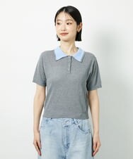 CTFID01043 TONEA 襟レイヤードポロニット ネイビー