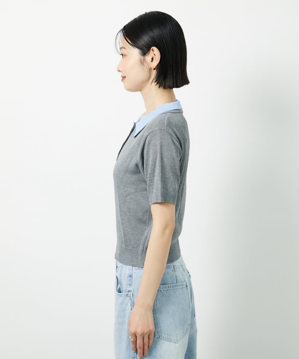 CTFID01043 TONEA 襟レイヤードポロニット ネイビー