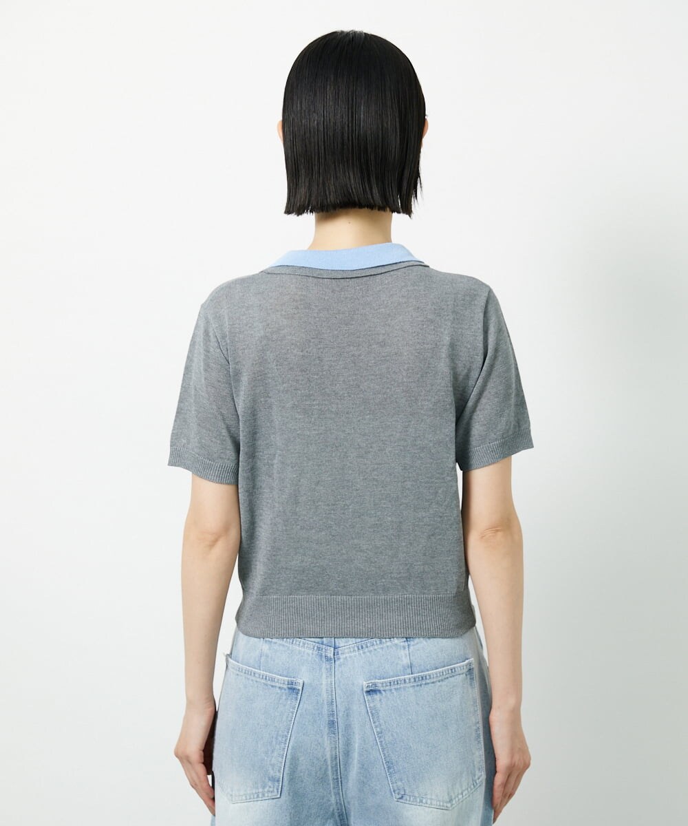 CTFID01043 TONEA 襟レイヤードポロニット ネイビー
