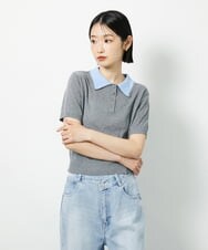 CTFID01043 TONEA 襟レイヤードポロニット ネイビー