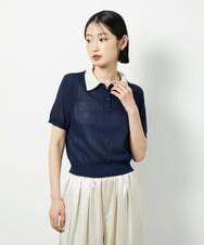 CTFID01043 TONEA 襟レイヤードポロニット ネイビー