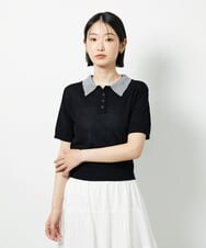 CTFID01043 TONEA 襟レイヤードポロニット ネイビー