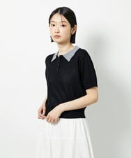 CTFID01043 TONEA 襟レイヤードポロニット ネイビー