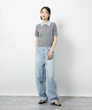 CTFID01043 TONEA 襟レイヤードポロニット ネイビー