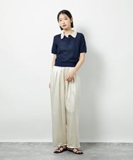 CTFID01043 TONEA 襟レイヤードポロニット ネイビー