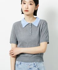 CTFID01043 TONEA 襟レイヤードポロニット グレー