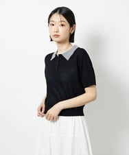 CTFID01043 TONEA(トネア) 襟レイヤードポロニット ブラック