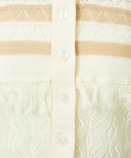 CTFID02085 TONEA 透かし編み 配色ポロニット アイボリー