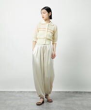 CTFID02085 TONEA 透かし編み 配色ポロニット アイボリー