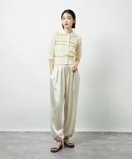 CTFID02085 TONEA 透かし編み 配色ポロニット アイボリー