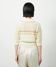 CTFID02085 TONEA 透かし編み 配色ポロニット アイボリー