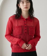 CTFKD01045 TONEA(トネア) 透かしモヘアポケットポロニット レッド