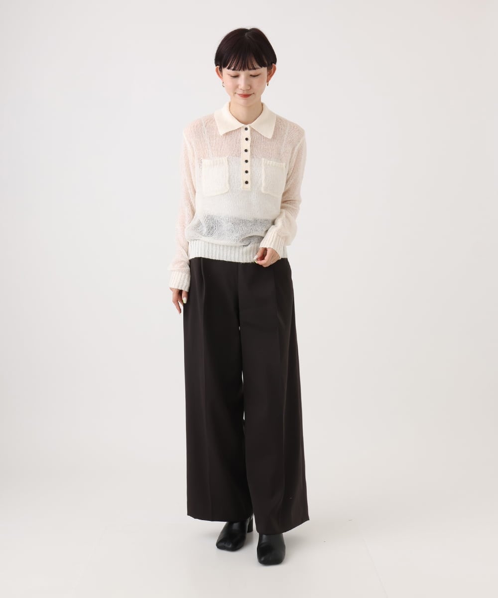 CTFKD01045 TONEA(トネア) 透かしモヘアポケットポロニット アイボリー