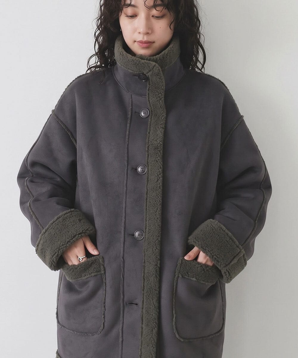 CTJAG03110 TONEA(トネア) フェイクムートンスタンドジャケット チャコール