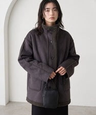 CTJAG03110 TONEA(トネア) フェイクムートンスタンドジャケット チャコール