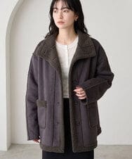 CTJAG03110 TONEA(トネア) フェイクムートンスタンドジャケット チャコール