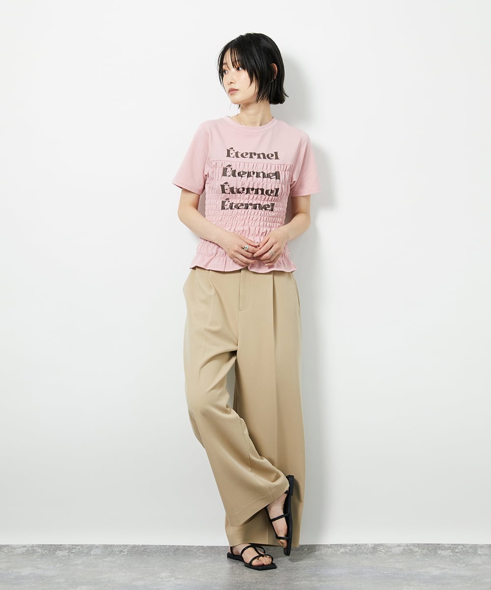 CTKID01049 TONEA(トネア) シャーリングロゴTシャツ ピンク