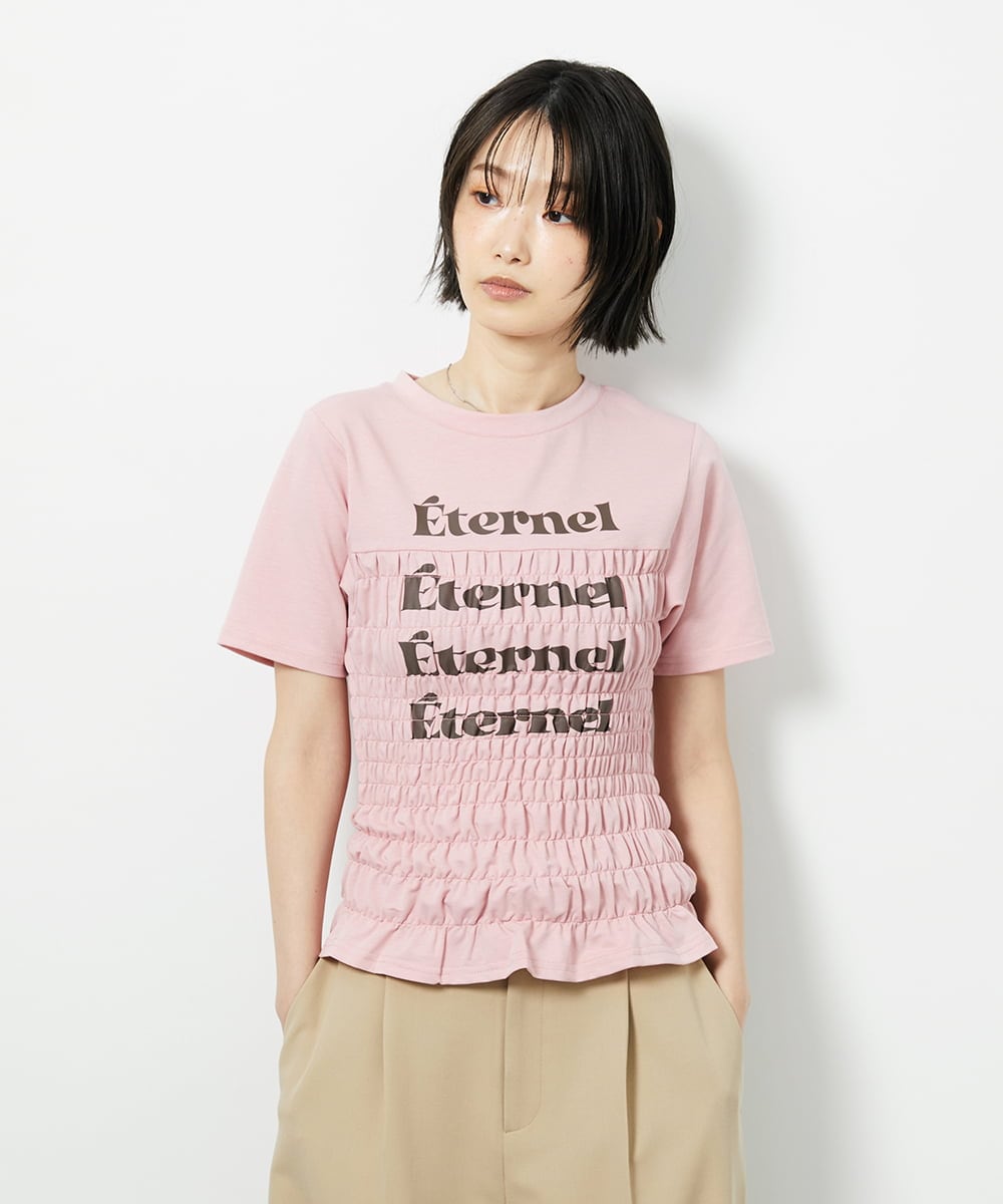CTKID01049 TONEA(トネア) シャーリングロゴTシャツ ピンク