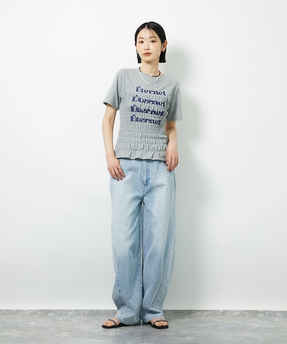 CTKID01049 TONEA(トネア) シャーリングロゴTシャツ ピンク
