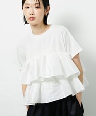 CTKID03063 TONEA ティアードフリルTシャツ ホワイト
