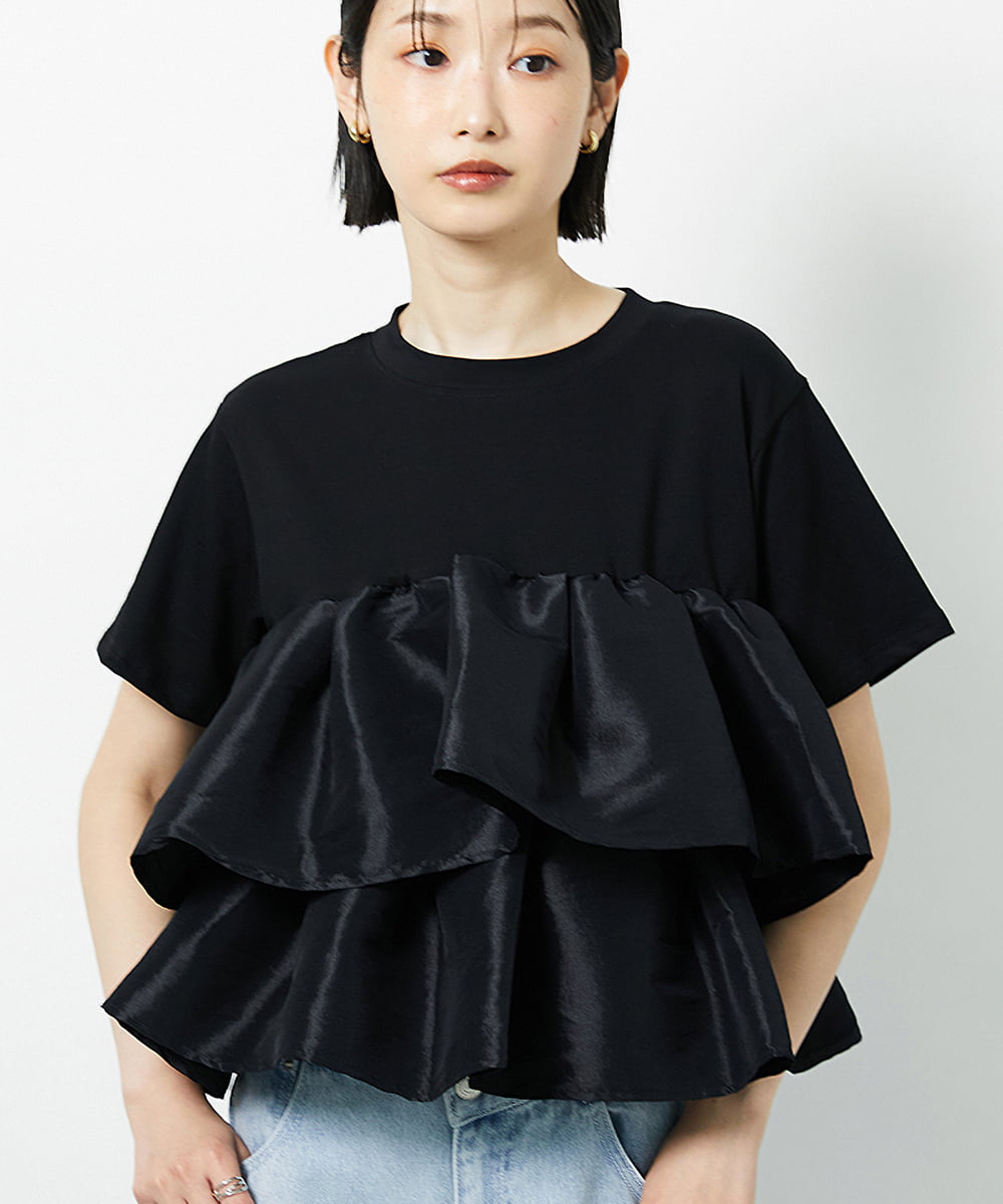 CTKID03063 TONEA ティアードフリルTシャツ ブラック