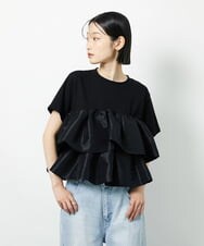 CTKID03063 TONEA ティアードフリルTシャツ ブラック