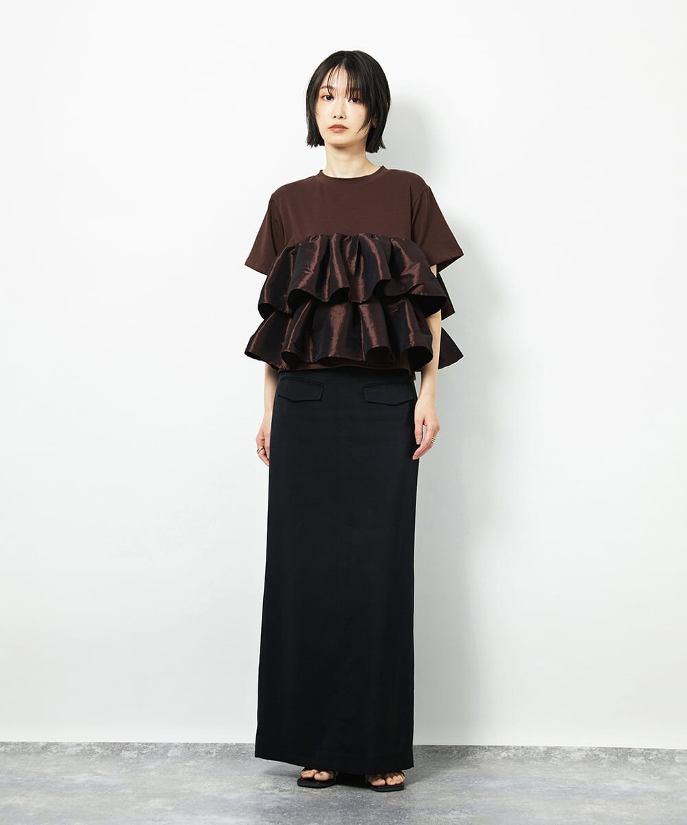 CTKID03063 TONEA ティアードフリルTシャツ ブラック