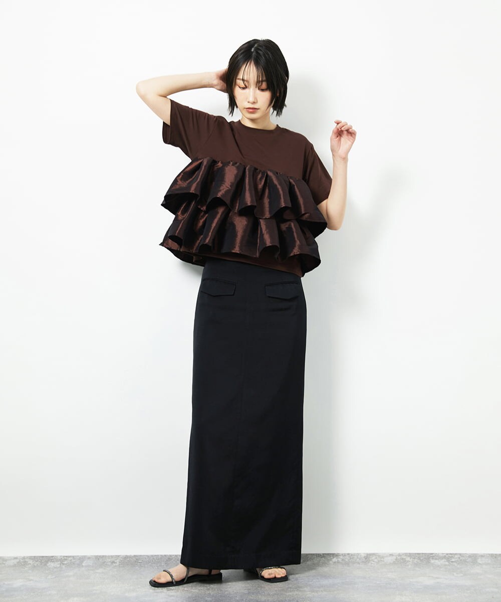 CTKID03063 TONEA ティアードフリルTシャツ ブラック