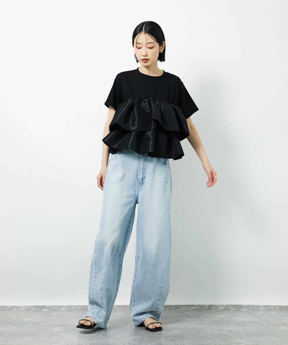 CTKID03063 TONEA ティアードフリルTシャツ ブラック