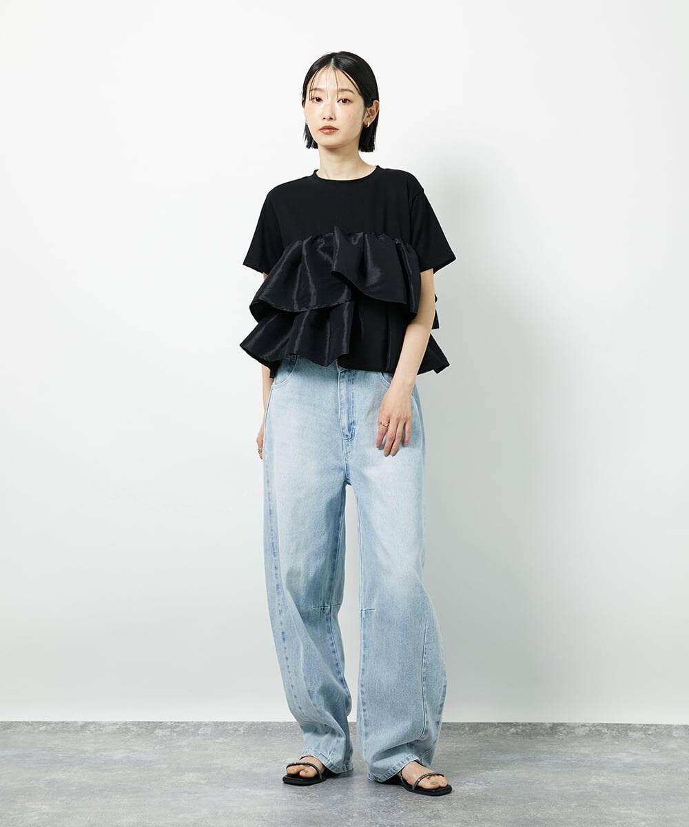 CTKID03063 TONEA ティアードフリルTシャツ ブラック